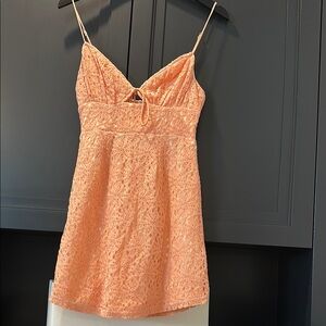 Peach pinky Lace Mini Dress
